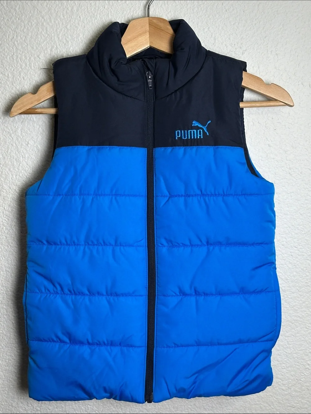 PUMA Blue Navy Puffer Vest Youth Kids Size Small 7/8